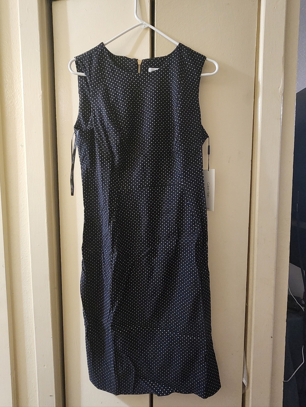 Sleeveless Black Polka Dot Sheath Dress - Classic Work to Event